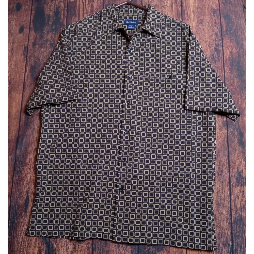Paul Fredrick 100% Silk Men's Short Sleeve Loop Collar Shirt Men's Medium